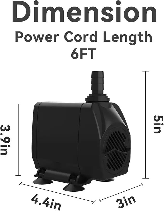 Submersible Pump 660GPH (2500L/H 45W) Ultra Quiet with Dry Burning Protection 8.2ft High Lift for Fountains, Hydroponics, Ponds, Aquariums & More… by GreenHaven Gardens