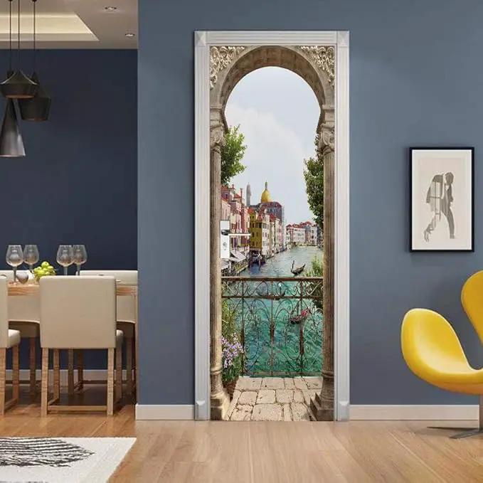 3D Door Stickers Murals - Peel & Stick Landscape - Wallpaper Decals - Removable PVC Waterproof Door Poster - Bedroom & Living Room Decoration - 34.6" x 78.7" by GreenHaven Gardens
