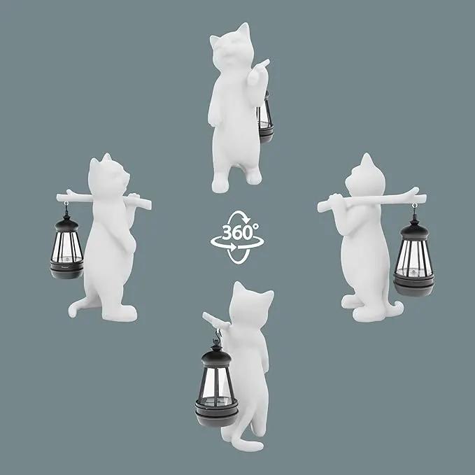 Solar Powered Garden Resin Statue Lights, 10 Inch Waterproof Outdoor Animal Cute Cat Figurine Lights, Suitable for Patios, Balconies, Lawns, Courtyards, Etc (Walking) by GreenHaven Gardens