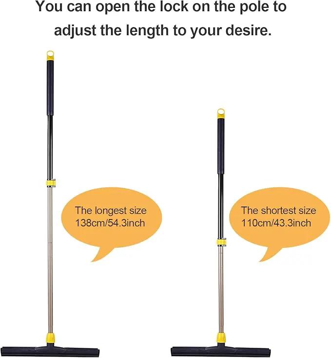 Yocada Floor Squeegee Scrubber Adjustable Telescopic Pole Heavy Duty Household Broom EVA Foam Blade for Garage Courtyard Shower Bathroom Floor Marble Glass Tile Water Foam Cleaning by GreenHaven Gardens