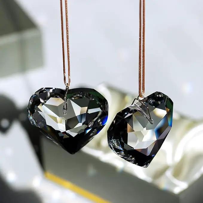 Clear Heart Crystal Suncatcher, 2pc 45mm Hanging Prism for Windows, Outdoor Indoor Decoration, Rainbow Maker Gifts for Mom, Grandma, Friend by GreenHaven Gardens