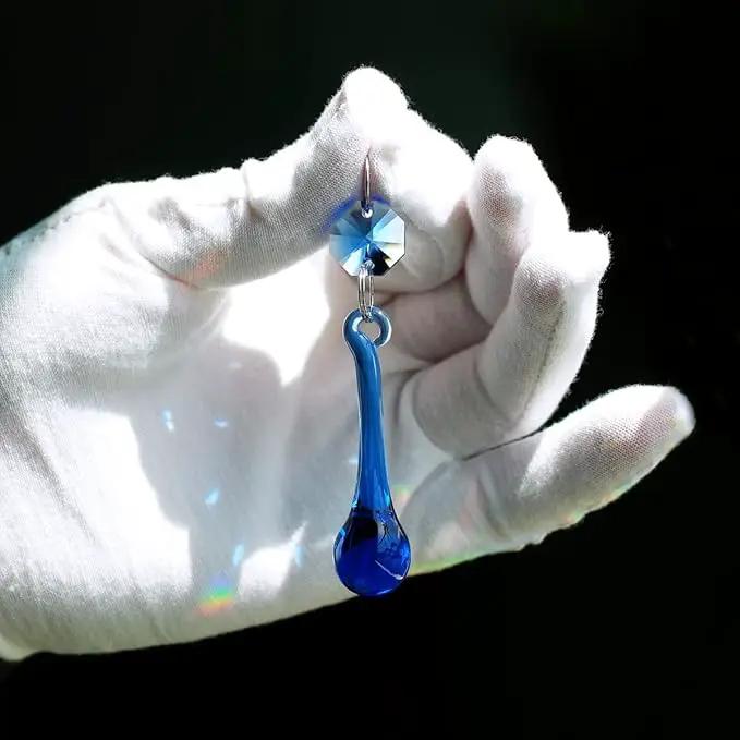 12pcs Raindrop Crystal Chandelier Prisms Parts, 53mm Hanging Crystals Beads for Chandeliers, Home Decoration (Mid Blue) by GreenHaven Gardens