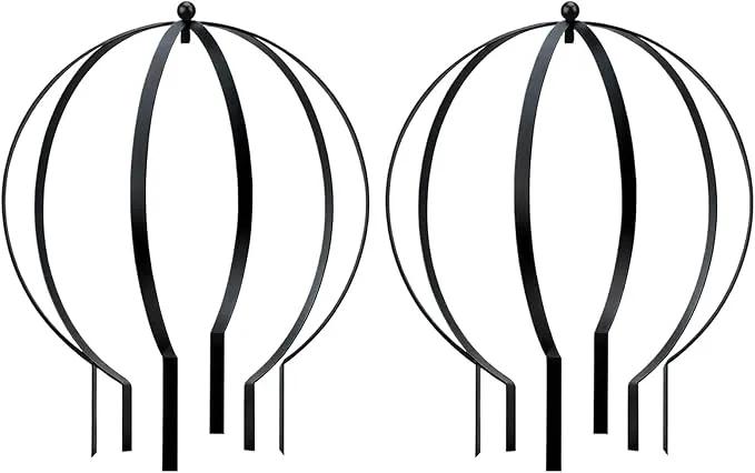 2 Pcs Garden Large Metal Circle Trellis Garden Obelisk Sculpture Globe Trellis for Climbing Plants Outdoor Potted Round Planter Trellis Garden Decor for Patio Doorway Black 25.20 x 21.26'' by GreenHaven Gardens