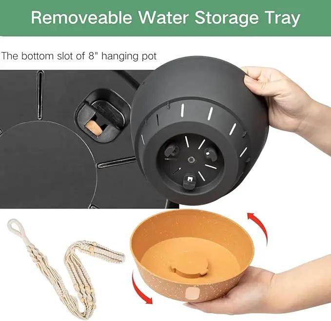 QCQHDU 2 Pack Hanging Planters for Indoor Plants, Outdoor Hanging Baskets, Self Watering Pots with Drainage Holes & Removable Tray (Dark Grey, 8 inch, Macrame Hanger) by GreenHaven Gardens