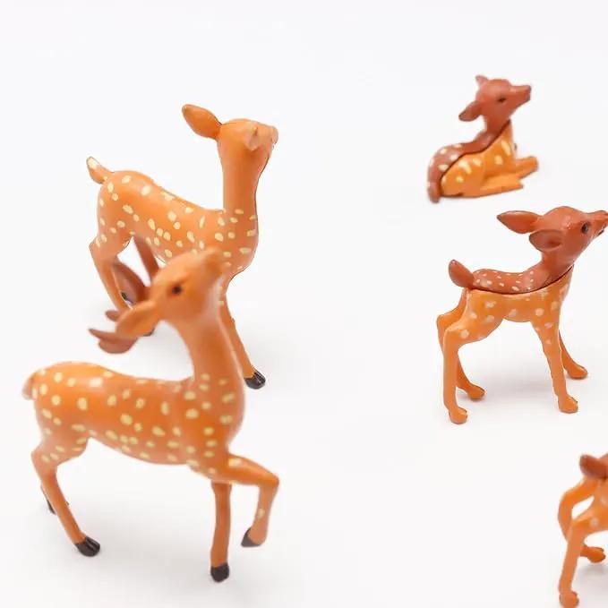 Exasinine 12 Pcs Mothers Love Deer Figurines Forest Animal Figurines Woodland Animals Creatures Figurines Miniature Deer for Crafts Fairy Garden Supplies Cake Toppers by GreenHaven Gardens