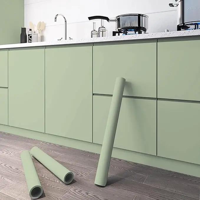 Dimoon 590''x17.3'' Green Skin Peel and Stick Wallpaper Contact Paper Modern Self Adhesive Wall Paper Removable Renter Friendly Textured Solid Color Vinyl Roll (590''x17.3'',Light Green Skin) by GreenHaven Gardens