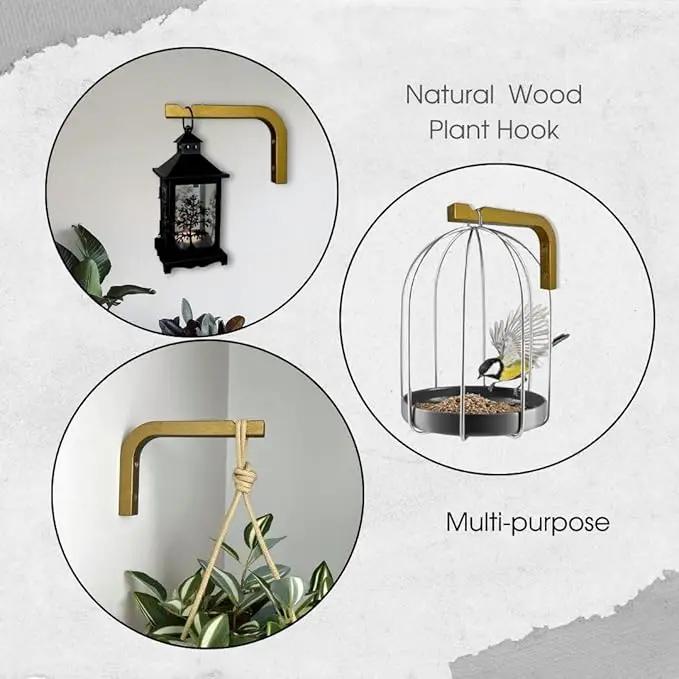 2-Piece Set of Plant Hooks for Wall 6 Inch - Mounted Wooden Plant Hook - Indoor and Outdoor Bracket Plant Hanger for Planters, Lanterns, Bird Feeders, Patio Decorations (Bronze) by GreenHaven Gardens