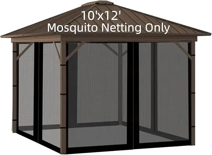 Replacement Gazebo Mosquito Netting 10' x 12',Universal Netting for Canopy Tent,4-Panel with Zipper for Outdoor Patio,Backyard (Mosquito Net Only,Black) by GreenHaven Gardens