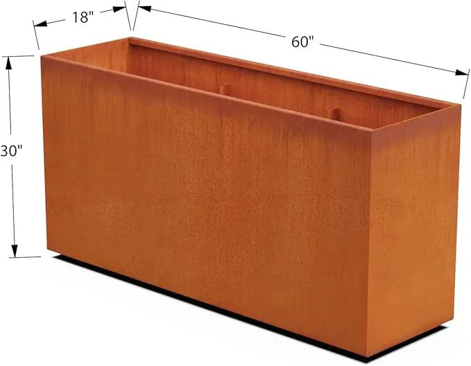 Corten Steel Planter Rectangle Outdoor Metal Garden Box Heavy Duty | Made in USA | Fully Assembled by GreenHaven Gardens