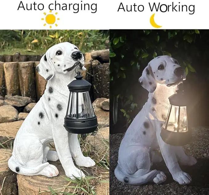 Garden Statues Dog Solar Hanging Light, Courtyard Resin Simulated Handicraft Dog Statue Ornament, Garden Yard Entrance Decoration. by GreenHaven Gardens