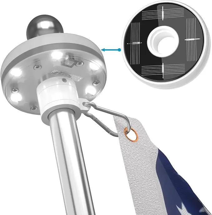 ZMTECH Flag Pole with Solar Light - Adjustable Bracket, 6 FT Stainless Steel Flag Poles for Outside House, Garden or Yard, Tangle Free Flagpole Kit for American Flag (Without Flag, Silver) by GreenHaven Gardens