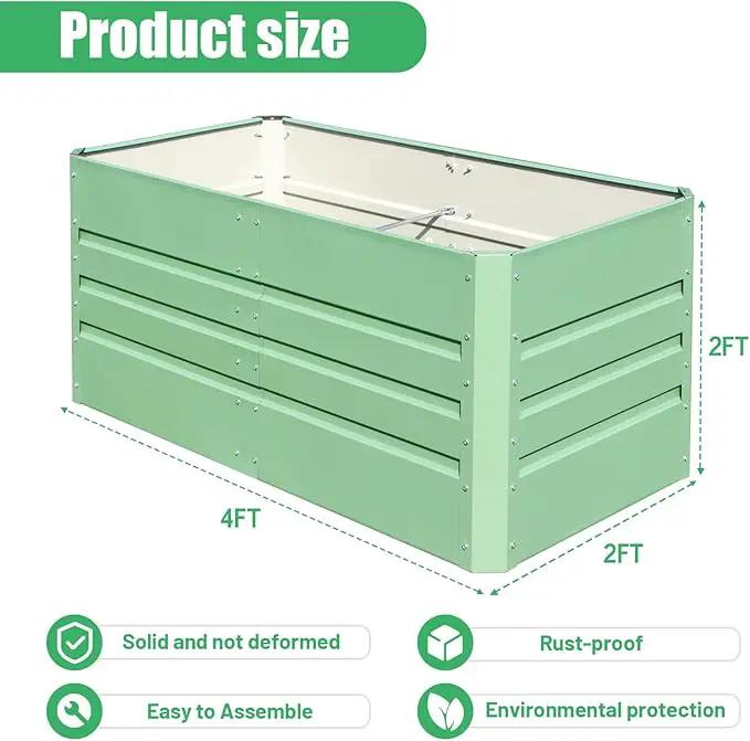 SnugNiture 4x2x2FT Raised Garden Bed Galvanized Planter Garden Boxes Outdoor, Deep Root Planter Raised Bed for Vegetables Flowers Herbs,Green by GreenHaven Gardens