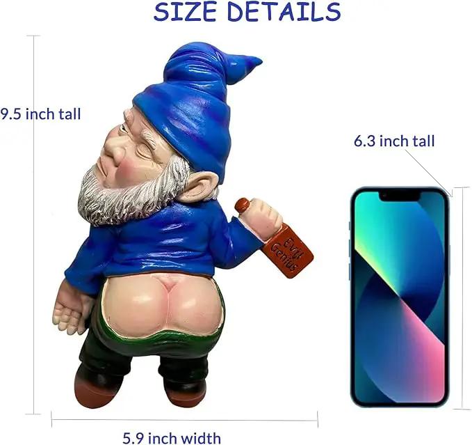 MINICAR 9.5'' Gnomes Statues Outdoor Decor, Large Naughty Sculptures Yard Decorations Patio Lawn Ornament, Funny Christmas Garden Gifts by GreenHaven Gardens