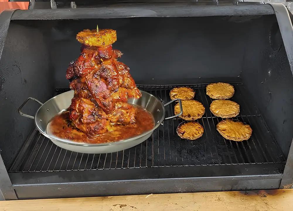 13" Vertical Skewer Gyro Pan Spit Shawarma Stand for oven with Chicken Leg Rack, Al Pastor Skewer for Grill, El Pastor Hack for Tacos Chicken, Brazilian, Stainless Steel, with 8",10" and 12" stick by GreenHaven Gardens