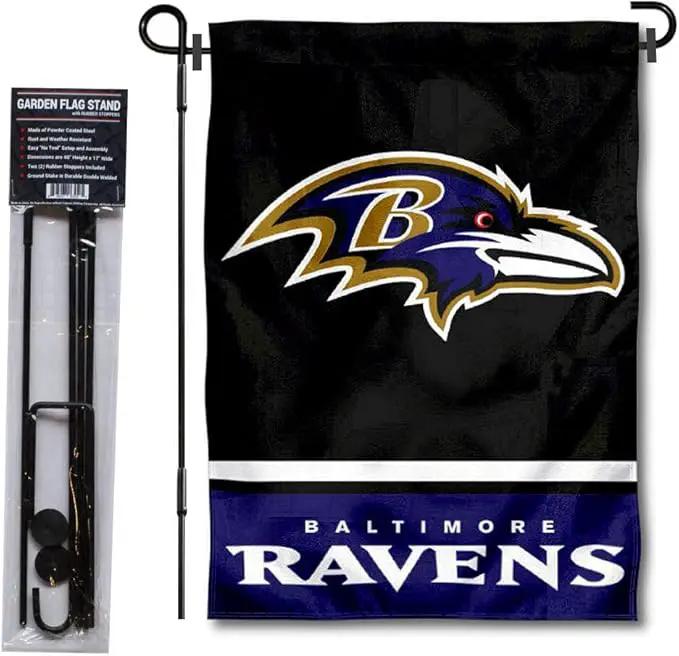 WinCraft Baltimore Ravens Garden Flag with Stand Holder by GreenHaven Gardens