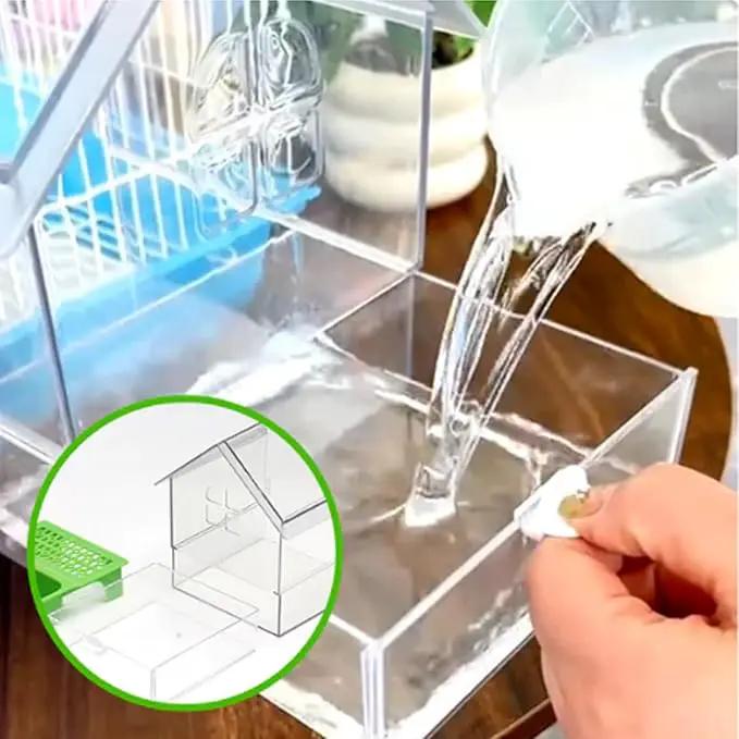 2026 New Pull-Out External Parrot Feeder, Bird Bath for Cage, 7*6*5.5in Bird Feeder House, Transparent Parakeet Cage Accessories, Easy To Fill, Clean, Long-Lasting, for Finch and Hummingbird (MIX) by GreenHaven Gardens