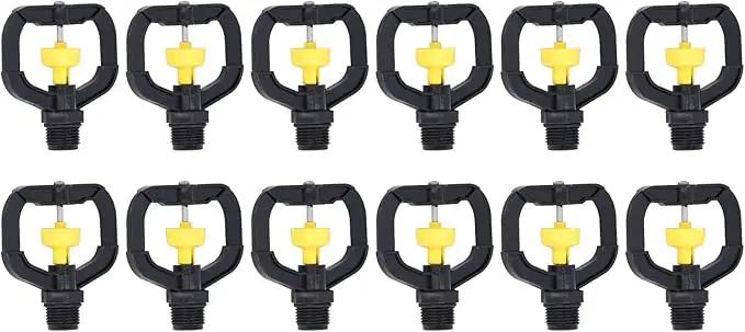 Pwshymi Garden Irrigation Misting Nozzles, 12PCS Plastic Spray Nozzle, Rotating Irrigation Sprinklers Atomizing Rotating Irrigation Spray Nozzles with G1/2 Male Thread for Garden Yard Lawn by GreenHaven Gardens