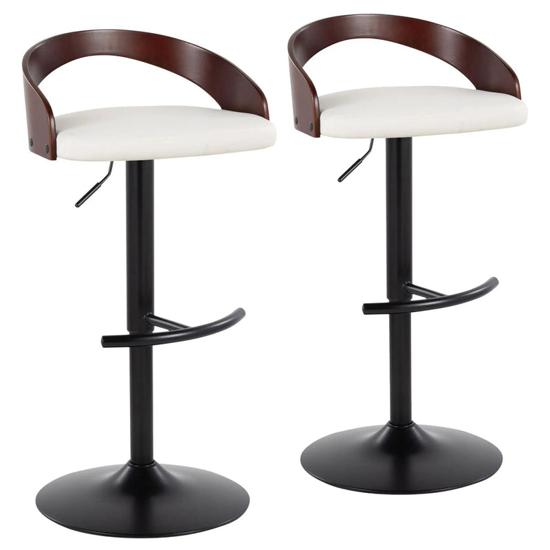 Grotto - Contemporary Adjustable Barstool With Swivel With Rounded T Footrest (Set of 2) by Unique Piece Furniture