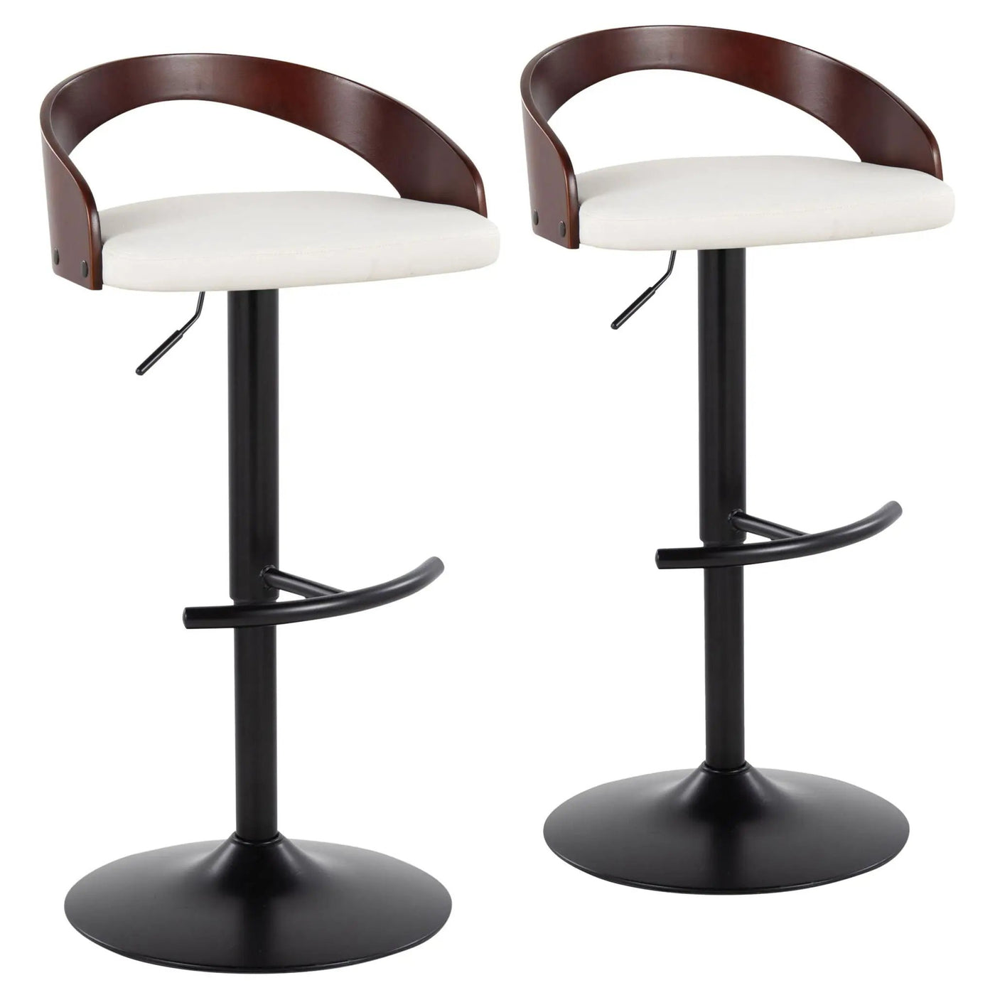 Grotto - Contemporary Adjustable Barstool With Swivel With Rounded T Footrest (Set of 2) by HouseOfZazla