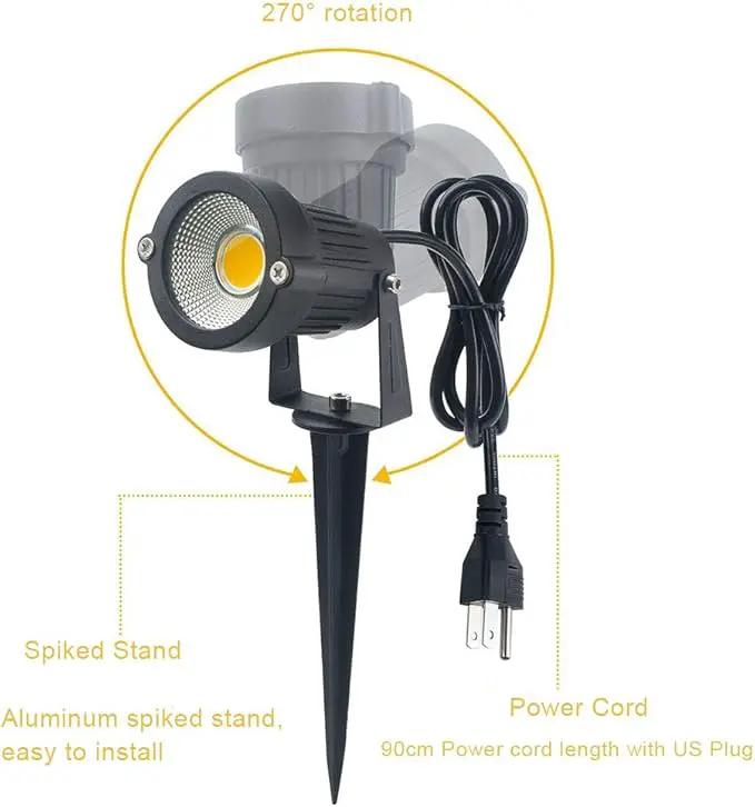 Pack of 2, Outdoor LED Landscape Lights Waterproof Spotlight with Spike Stand and Plug for Driveway, Outdoor Lawn Lighting, Flood Garden, Yard (9W Warm White) by GreenHaven Gardens