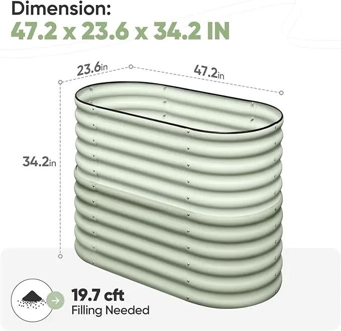 KING BIRD Raised Garden Bed 2.85 ft Tall 6 in 1 Galvanized Planter Garden Box Outdoor for Gardening, Deep Root Vegetables, Flowers 47.2X23.6X34.2 in, Light Green by GreenHaven Gardens