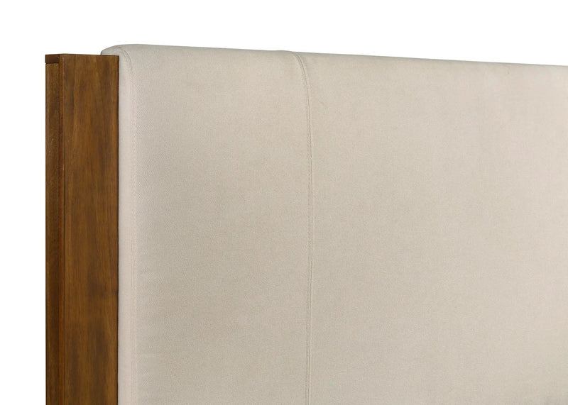 Adderley Eastern King Wood Panel Bed Cream and Warm Brown by Unique Piece Furniture