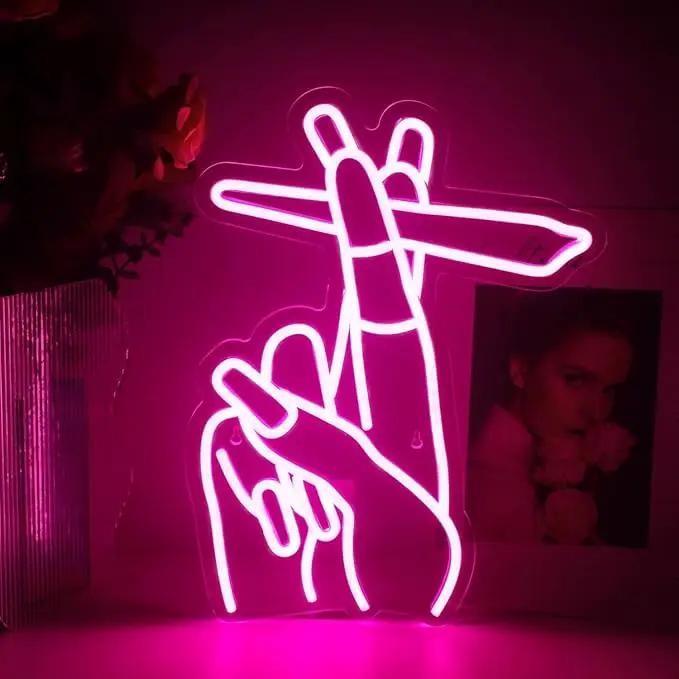 WLHOPE Pink Led Hand Neon Sign for Wall Decor Gesture USB Nail Hand Man Cave Neon Light Sign for Bedroom Home Bar Girls Room Nail Room Salon Party Decor Gift for Women by GreenHaven Gardens