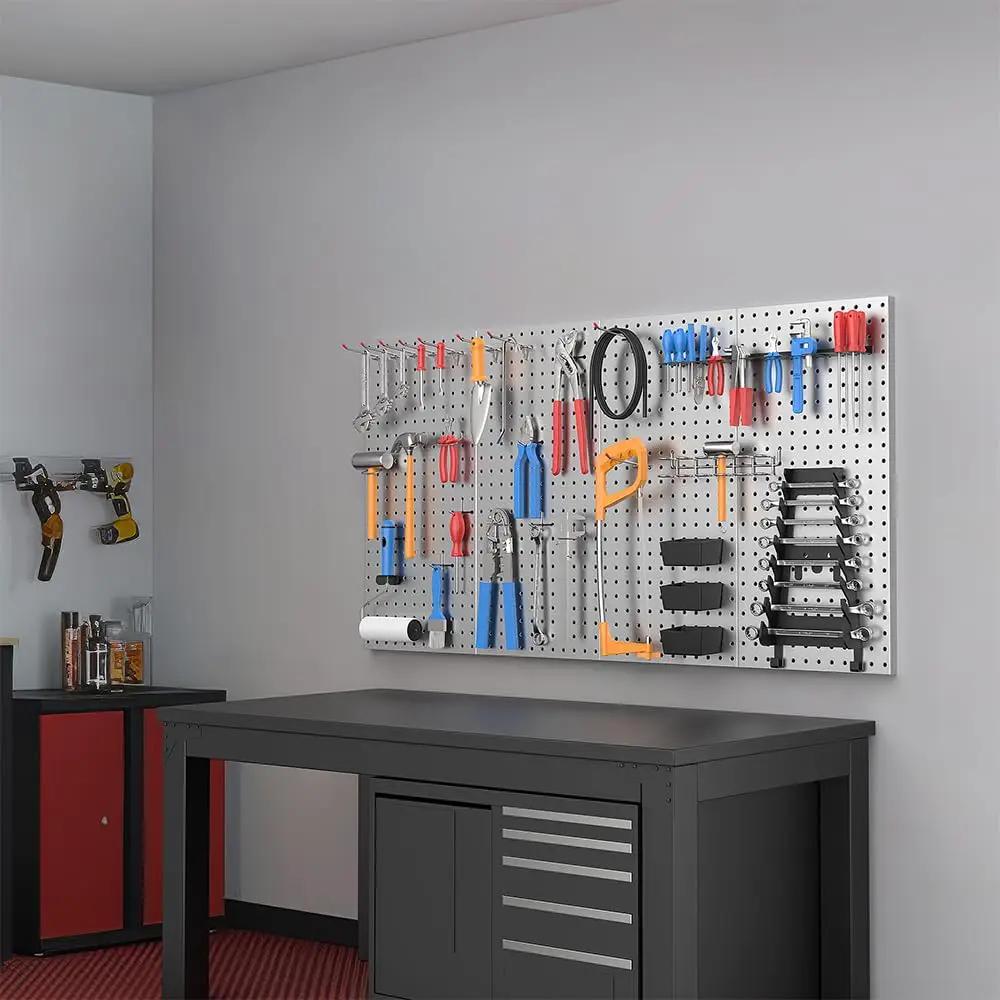 Ultrawall 4 Pcs Metal Pegboard Wall Panels, Peg Boards for Garage Tool Storage by GreenHaven Gardens