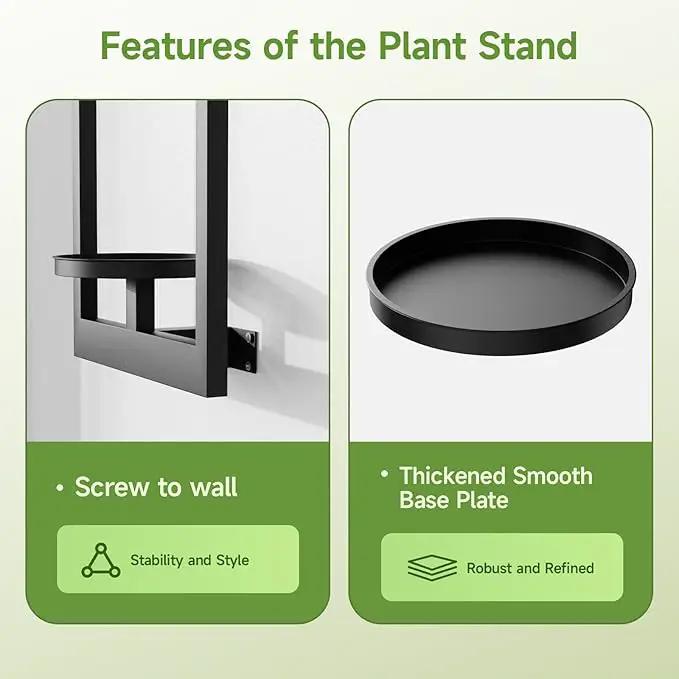 Picture Frame Wall Plant Holder, Metal Window Plant Shelves Plant Holder for Indoor Plants, Hanging Wall Planters Wall-Mounted Plant for Home, Office, and Garden (Black, 2PCS) by GreenHaven Gardens