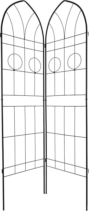 2 Pack Metal Garden Trellis 78.7" H Garden Fence Rustproof Trellis for Climbing Plants Support Roses Flower Outdoor Lawn Black by GreenHaven Gardens