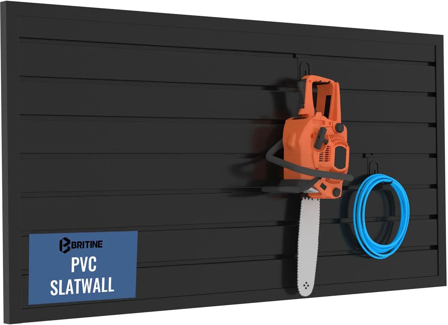 Slatwall Panel Garage Organizer PVC Slatwall Heavy Duty Wall Mounted Rack, Interlocking Slat Wall Panels for Tool Organization Peg Board (Black 4 x 2 ft) by GreenHaven Gardens