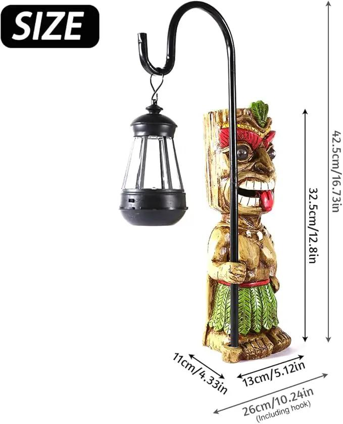 16.7" H Tiki Decor Garden Statue,Large Lantern Tiki Figurine with Solar Lights,Hawaiian Tiki Man Outdoor Patio Yard Lawn Bar Party Beach Pool Pond Halloween Christmas Decoration Ornament Gifts by GreenHaven Gardens