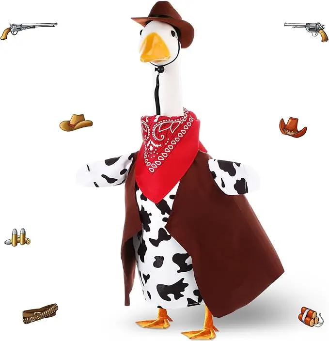 Porch Goose Outfit Western Cowboy Lawn Costume Plastic Goose Clothing Western Theme Party for 23" Statue Outdoor Patio Yard Lawn Art by GreenHaven Gardens