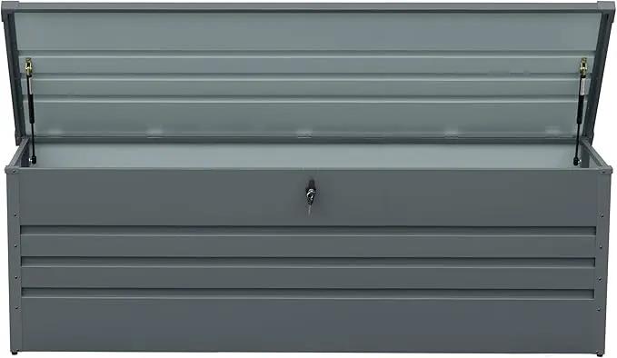 260 Gallon Outdoor Storage Box Waterproof, Extra Large Metal Deck Box and Patio Cushion Box for Storing Gardening Tools, Pool Supplies by GreenHaven Gardens