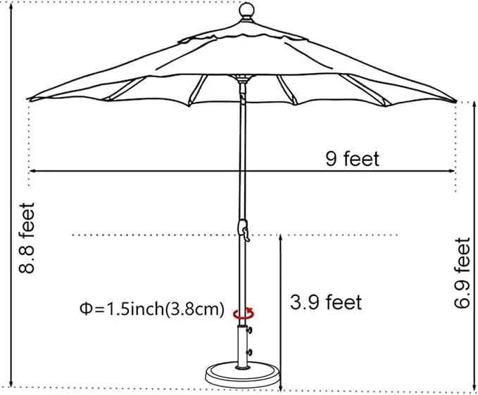 EliteShade USA 10-Year-Non-Fading 9Ft Market Umbrella Patio Umbrella Outdoor Table Umbrella with Ventilation, Navy Blue by GreenHaven Gardens