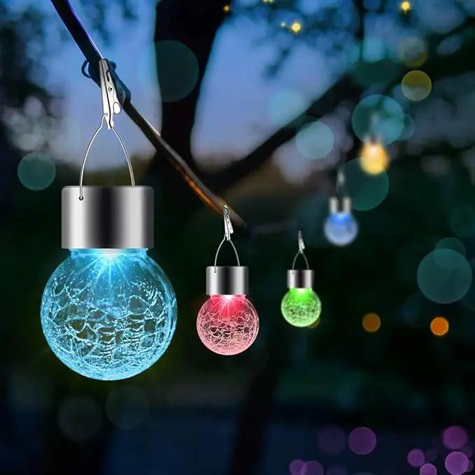 32 Pack Hanging Solar Lights Outdoor Decorative, Waterproof Solar Globe Lantern with Handle and Clip, Solar Powered Cracked Glass Ball Lights for Garden Yard Patio, Fence Tree Umbrella, Holiday Décor by GreenHaven Gardens