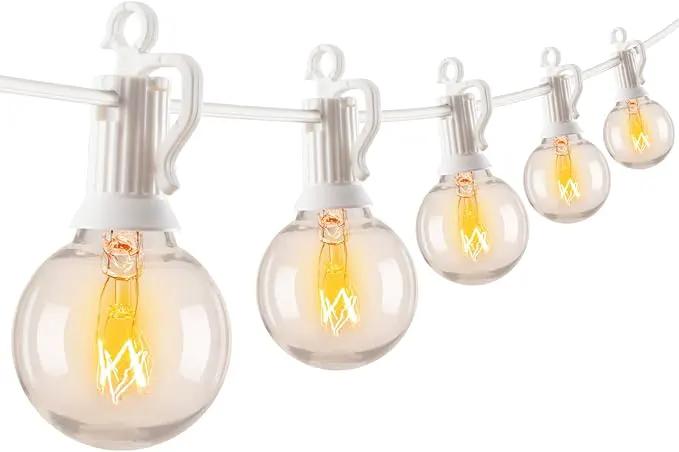 Outdoor String Light 25Feet G40 Globe Patio Lights with 27 Edison Glass Bulbs(2 Spare), Waterproof Connectable Hanging Christmas Lights for Backyard Porch Balcony Party Xmas Decor, E12 Socket Base by GreenHaven Gardens