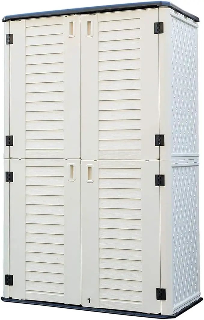 HOMSPARK Storage Shed Weather Resistance, Multi-Purpose Outdoor Storage Cabinet for Backyards and Patios, Vertical Storage Shed for Lawnmower, Patio Accessories (White 1, Tall - 53 cu.ft) by GreenHaven Gardens