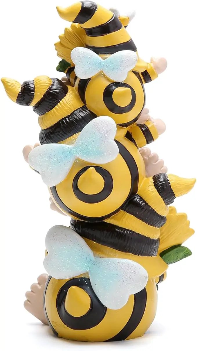 Hodao Summer Bee Gnome Decorations Indoor Home Table Decor Cute Stacked Bee Gnome Figurines Gifts -Swedish Dwarf Elf Figurines Summer Garden Honey Bees Gnomes Decorations (Bee1) by GreenHaven Gardens