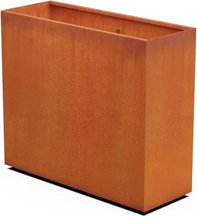 Corten Steel Planter Rectangle Outdoor Metal Garden Box Heavy Duty | Made in USA | Fully Assembled by GreenHaven Gardens