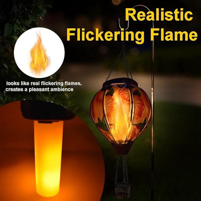 Hot Air Balloon Solar Lantern with Flickering Flame Hanging Solar Lanterns Outdoor Lights Waterproof Lanterns Decorative Garden Patio Yard Party Decor Hummingbirds&Red Flowers by GreenHaven Gardens