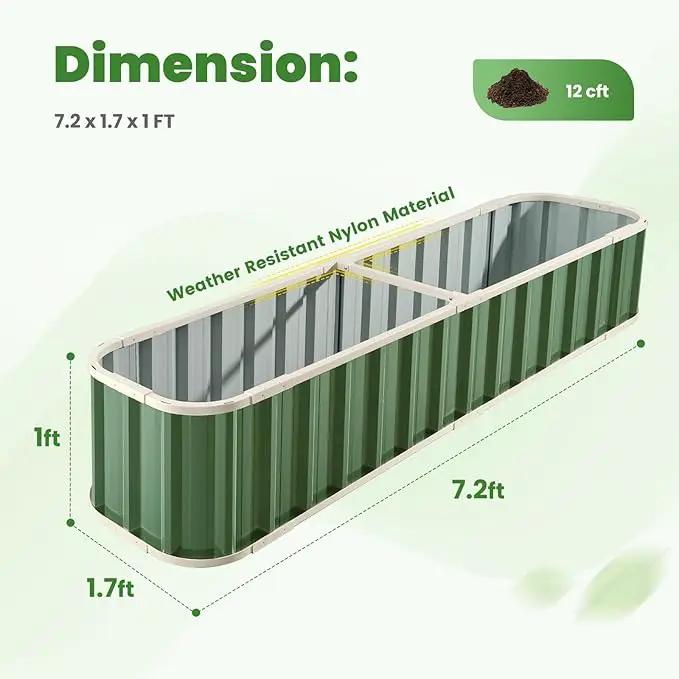 KING BIRD Raised Garden Bed Quick-Install Galvanized Planter Garden Box Outdoor for Gardening, Vegetables, Flowers 7.2x1.7x1 Ft, Green by GreenHaven Gardens