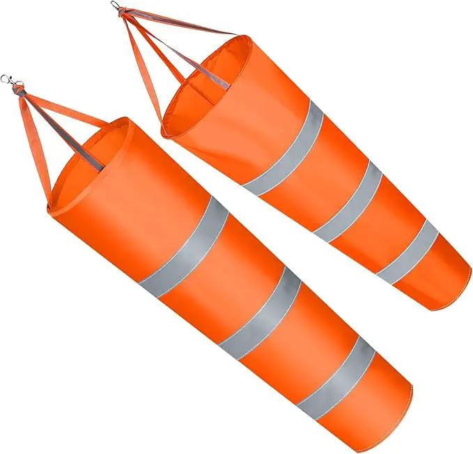 2 Pcs Airport Windsocks Measurement Sock Bag with Reflective Belt Oxford Fabric Ripstop Wind Sock Wind Direction Indicator Windsocks Outdoor Aviation Flag for Airport Farm, 31.5 Inch, 39 Inch(Orange) by GreenHaven Gardens