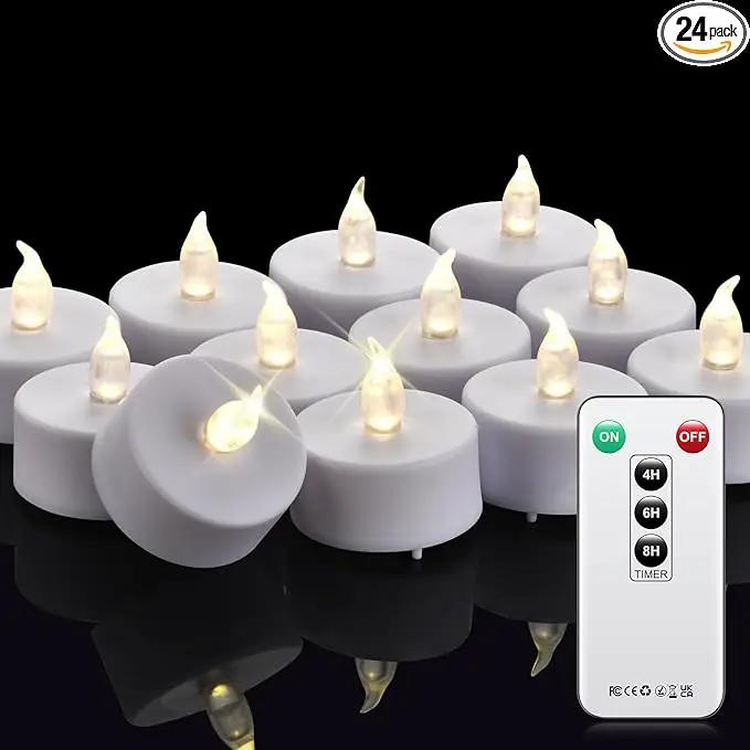 Tea Light Candles with Remote Control,24pack Flickering Flameless LED Candle,Long Lasting 400+Hours,Battery Operated with Timer for Home Decoration Seasonal &Festival Celebration WarmWhite by GreenHaven Gardens