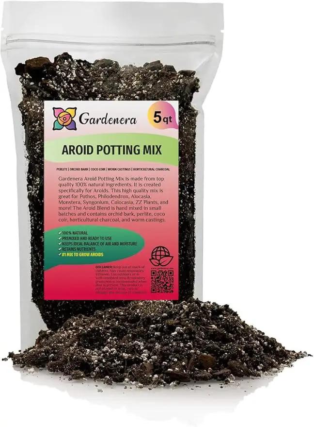 Premium Aroid Potting Mix - Soil Free Blend for Aroids - Growing Medium for House Plants by Gardenera - (5 Quart Bag) by GreenHaven Gardens