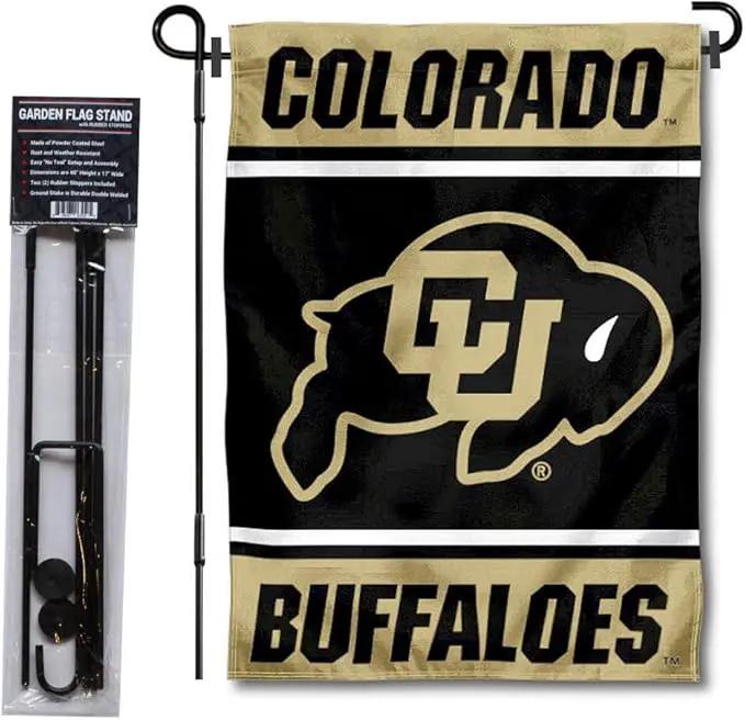 College Flags & Banners Co. Colorado Buffaloes Garden Flag with Stand Holder by GreenHaven Gardens