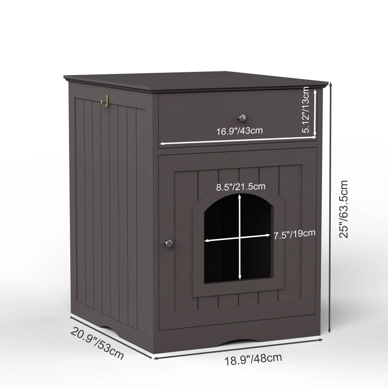Pet House Cat Litter Box Enclosure With Drawer, Side Table by HouseOfZazla