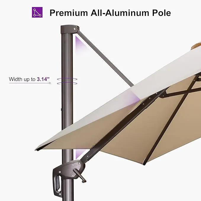 PURPLE LEAF 9 Feet Patio Umbrella Square Cantilever Umbrella Outdoor with 360° Rotation and Aluminum Offset Hanging for Pool Deck Garden Backyard, Beige by GreenHaven Gardens