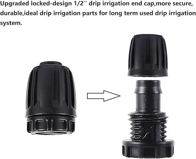 1/2 inch Drip Irrigation Fittings End Caps For (0.52" ID x 0.65" OD) 16mm Drip Irrigation Tubing Connectors End Plugs-10 Pack by GreenHaven Gardens