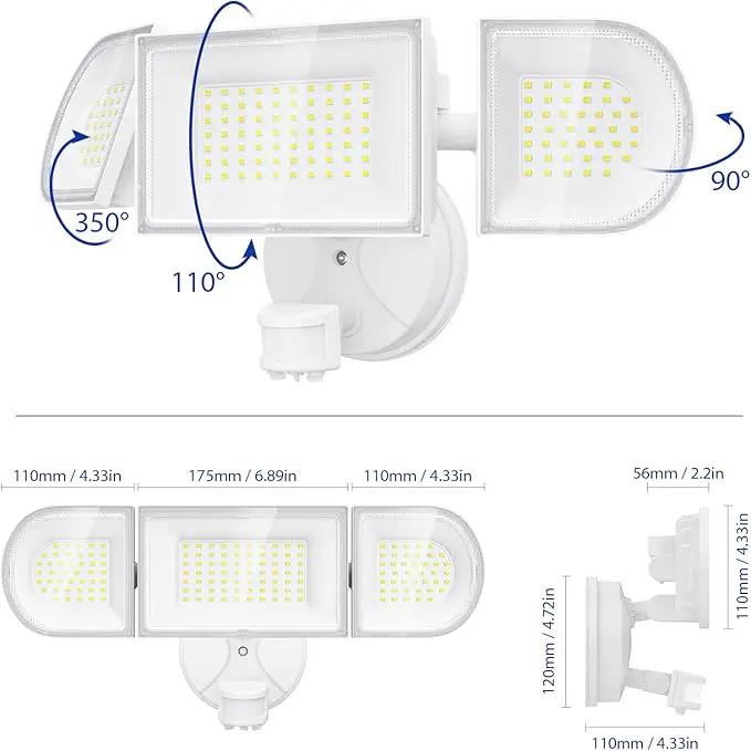 iMaihom 150W Motion Sensor Light Outdoor, 15000LM 6500K LED Security Floodlights, 3 Adjustable Head Motion Detection Light IP65 Waterproof for Yard Garage White 2pack by GreenHaven Gardens